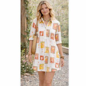 NWT Label of Love Linen Blend Cocktail Print Shirt/Dress/Tunic Women's Size Med